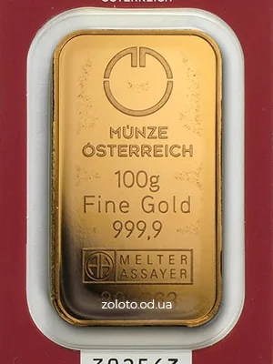 Слиток Münze Österreich 100 г, 999,9 пробы