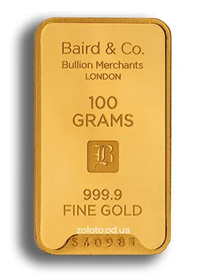 Слиток Baird & Co 100 грамм, 999,9 пробы
