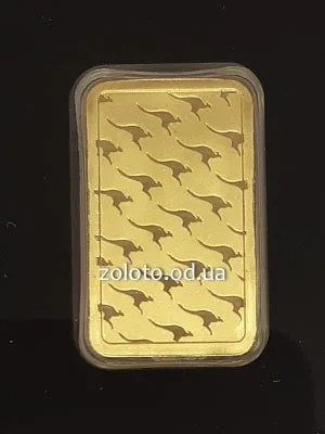 Оборотная сторона слитка Perth Mint с фирменным узором