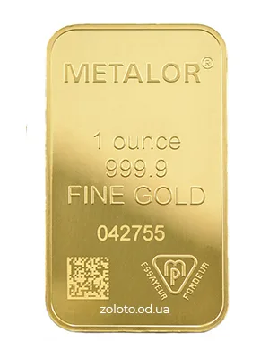 Слиток Metalor 1 ounce, 999,9 пробы