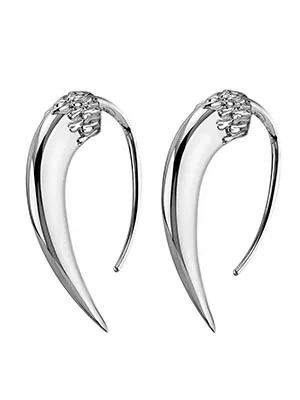 Серебряные серьги-клыки с мелкими вставками